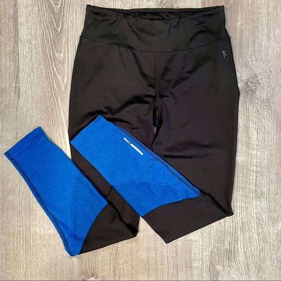 Danskin Black & Blue Colorblock Athletic Workout Fitted Leggings | Small | Great - Picture 1 of 4